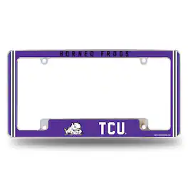 Rico Industries - TCU Horned Frogs Chrome Metal License Plate Frame with Full Frame Team Color Graphics - Multi