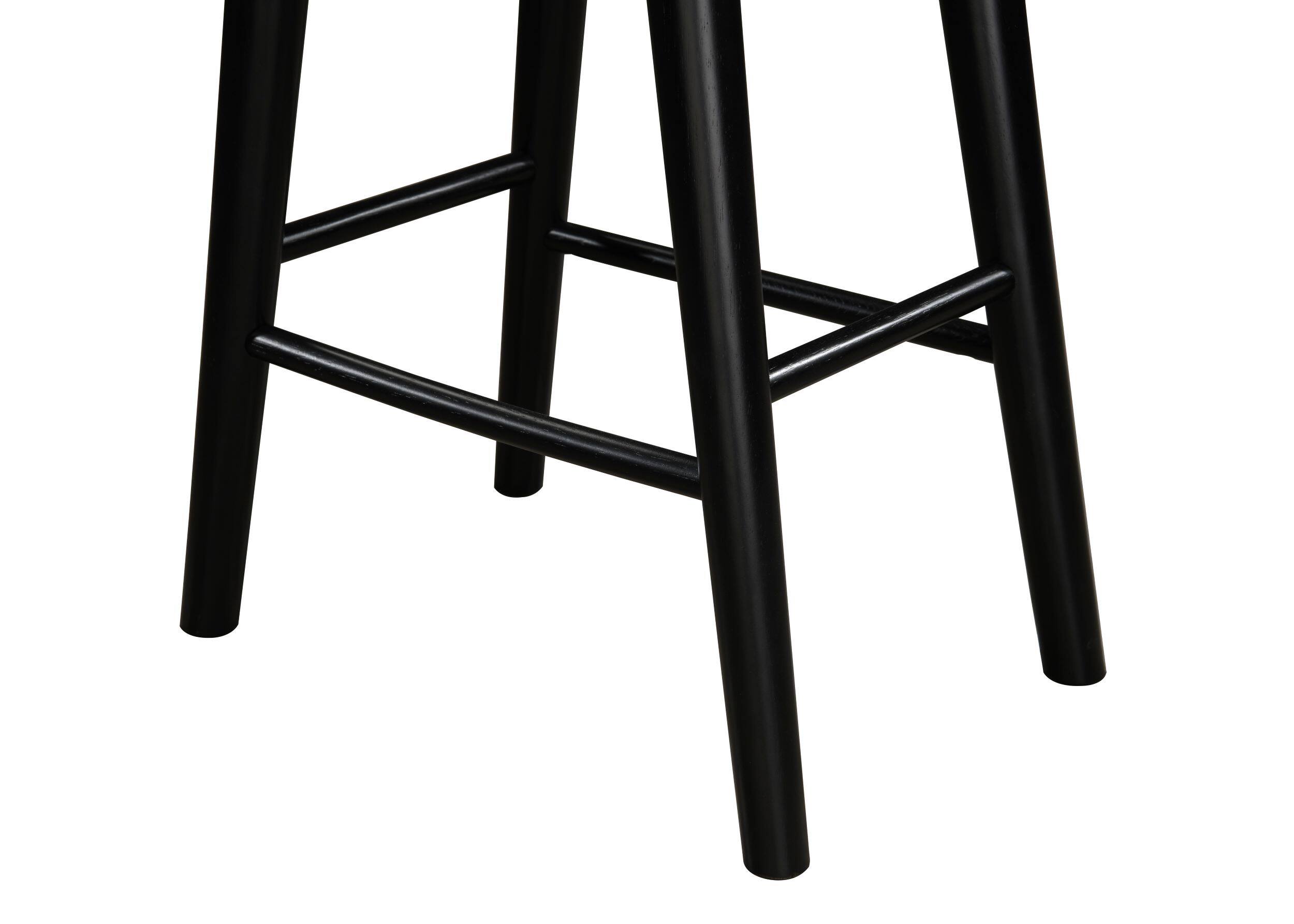 Alt View 6. LuXeo - Luna 24 in. Black Backless Wood Saddle Counter Stools with White Boucle Fabric Seat (Set of 2) - Black/white.