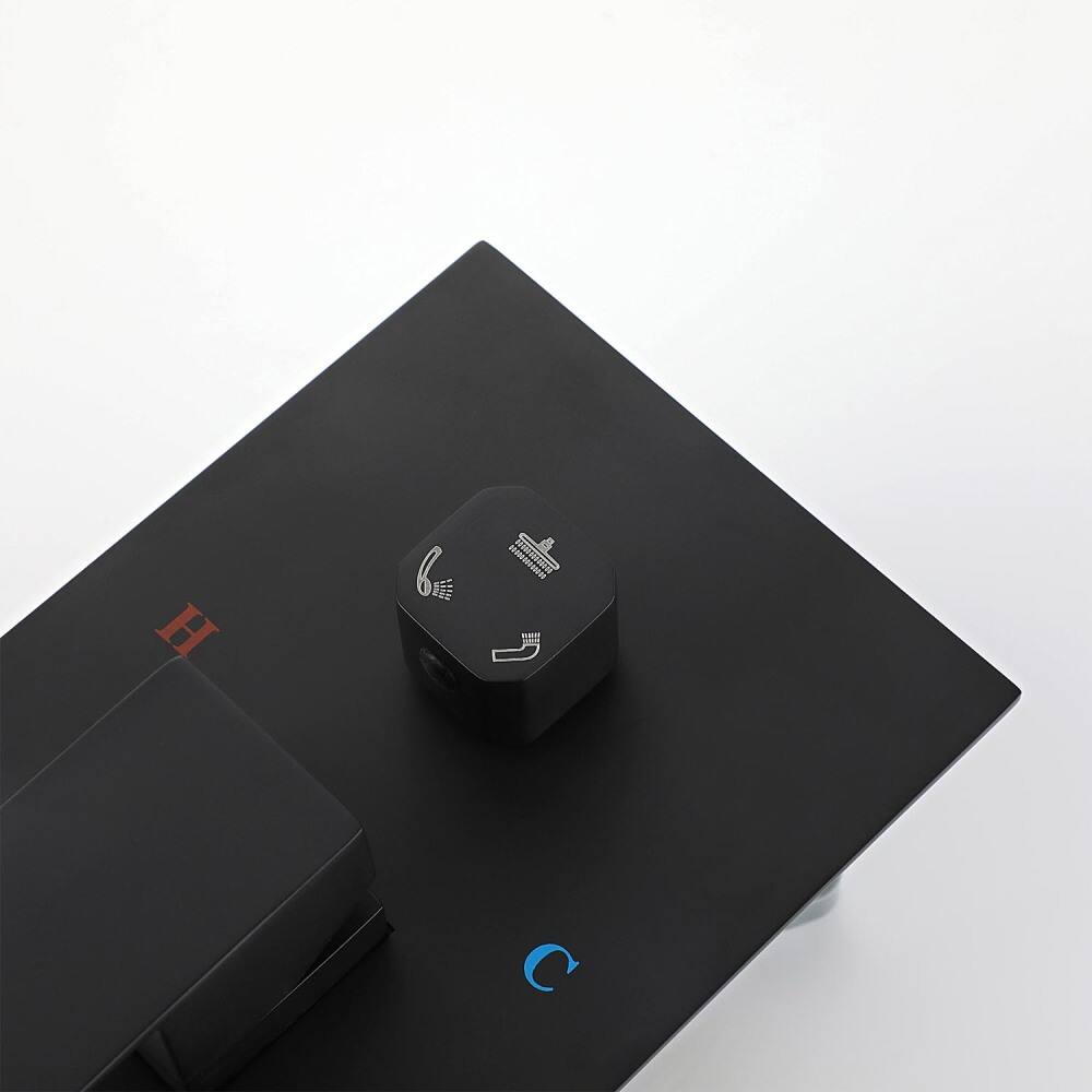 Alt View 4. JUJABU - Matte Black Shower System with 16 inch Shower Head and Tub Spout - Matte Black.