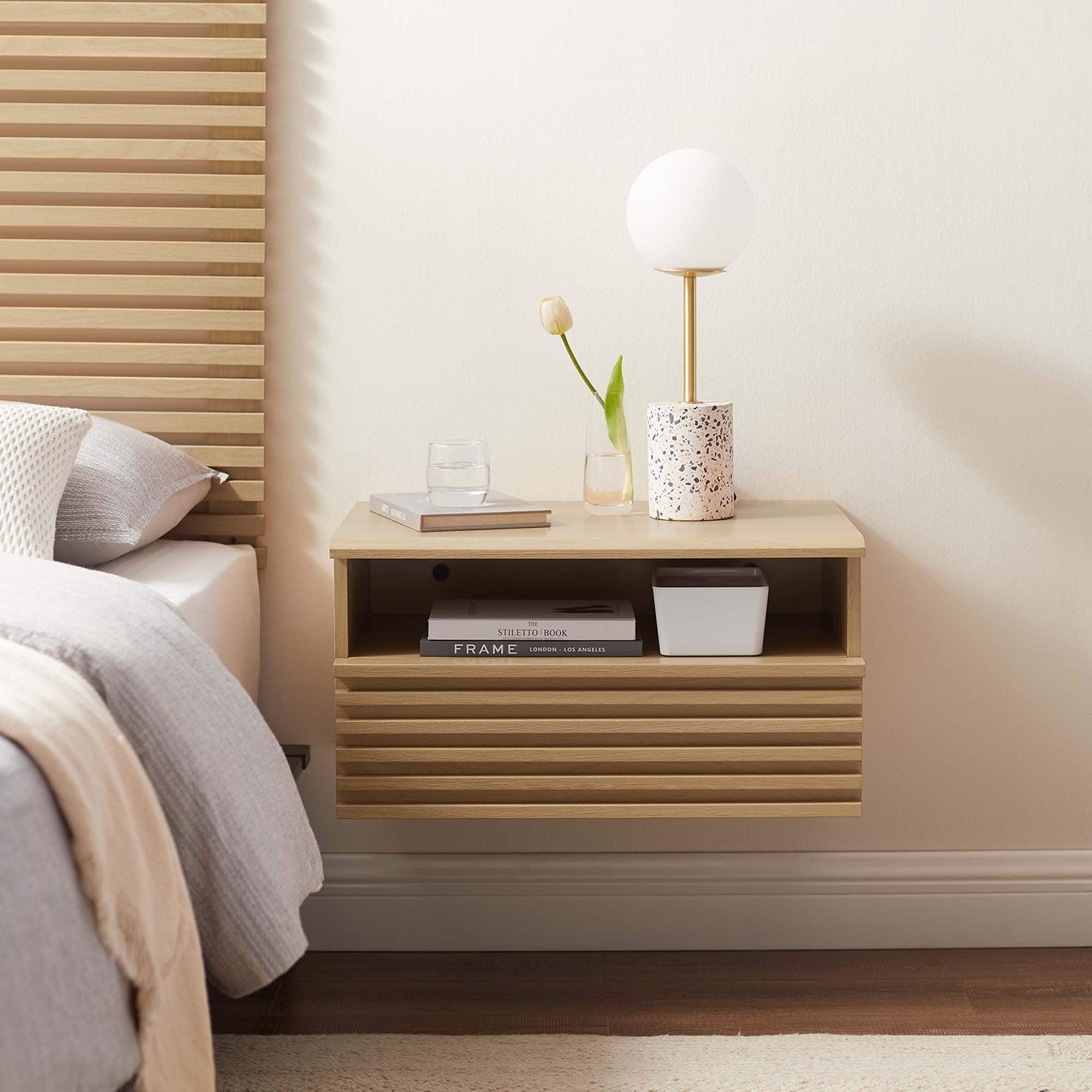 Render Wall-Mount Nightstand by Modway - Oak