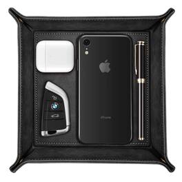Kitcheniva - Vanity Tray Bedside Caddy Desktop Storage Organizer Holder - Black