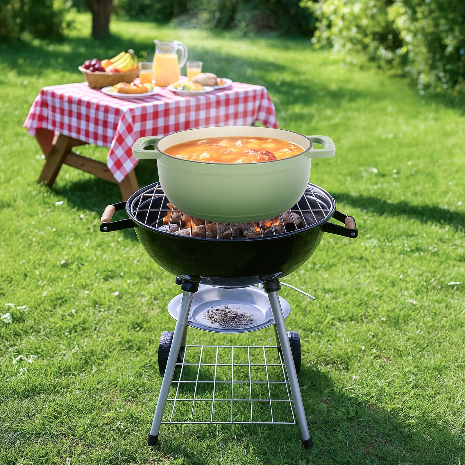 Alt View 4. Winado - 5QT Dutch Oven Enameled Cast Iron Bread Oven with Moisture-Lock Lid for Sourdough Baking & Cooking, Oven & Stovetop Safe - Green.