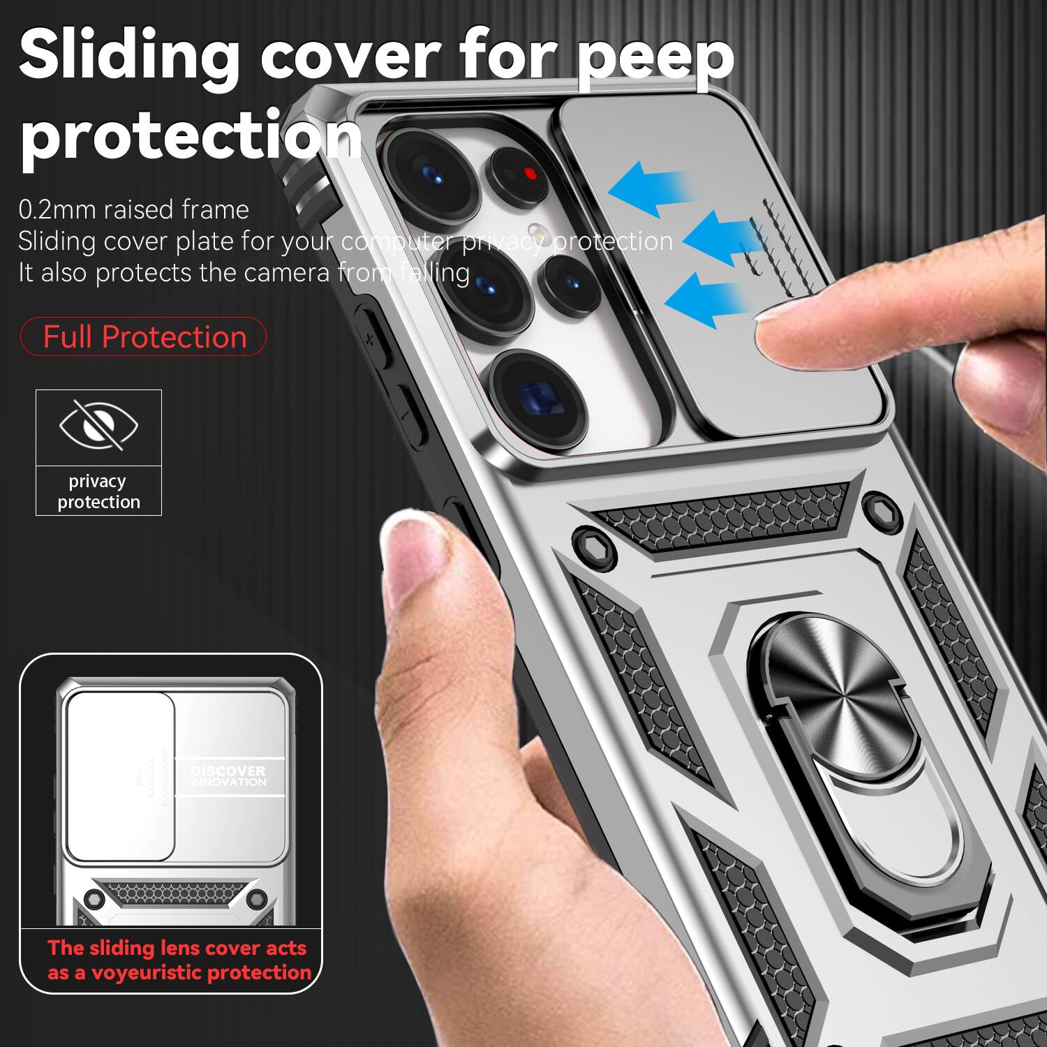 Sliding cover for peep protection

0.2mm raised frame
Sliding cover plate for your computer privacy protection
It also protects the camera from falling

Full Protection

privacy protection

DISCOVER INNOVATION

The sliding lens cover acts as a voyeuristic protection