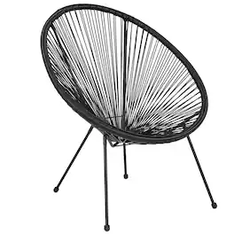 Emma + Oliver - Papasan Bungee Lounge Chair - Black