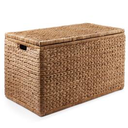 Casafield - 30-in Storage Chest Trunk w Curved Lid - Safety Hinge - Water Hyacinth - Cinnamon