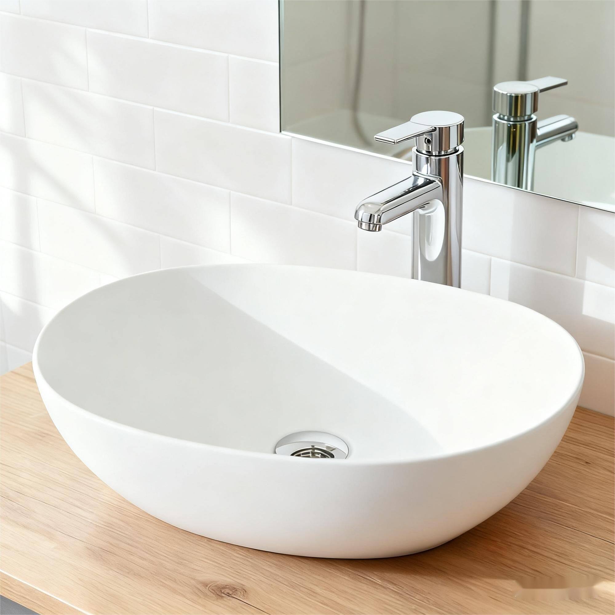 Alt View 1. Boyel Living - 22 Inch Oval Matte White Solid Surface Bathroom Vanity Top Sink - White.