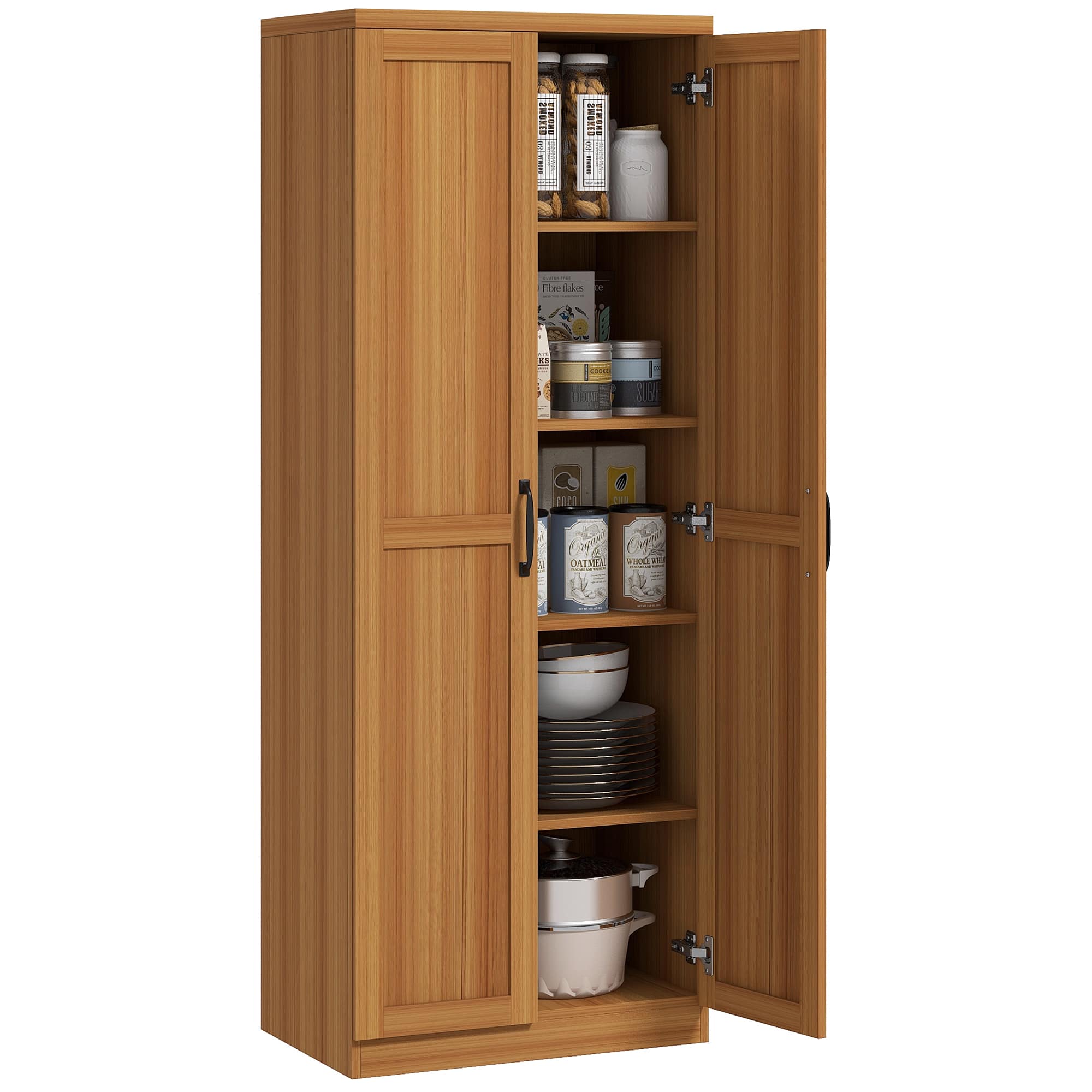 Homcom - 2-Door Kitchen Pantry, Freestanding Cabinet with 2 Adjustable Shelves for Dining Room - Orange