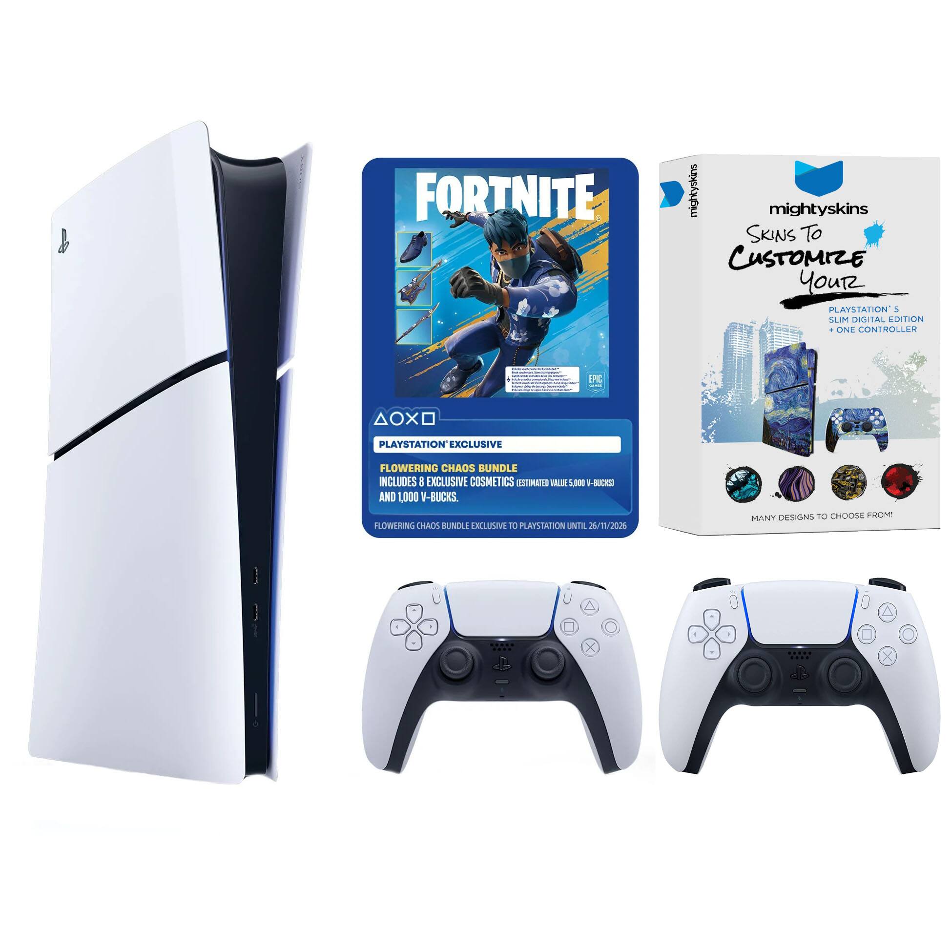 FORTNITE mightyskins SKINS To CUSTOMIZE YOUR PLAYSTATION & SUM DIGITAL CUSTOMIZATION. ONE CONTROLLER D AOX PLAYSTATION EXCLUSIVE FLOWERING CHAOS BUNDLE INCLUDES 8 EXCLUSIVE COSMETICS ESTIMATED VR 1000 + -8000 AND 1,000 -BUCKS. FLOWERING CHAOS BUNDLE EXCLUSIVE TO PLAYSTATION UNTIL 26/11/2021 MANY DESIGNS TO CHOOSE FROM X.