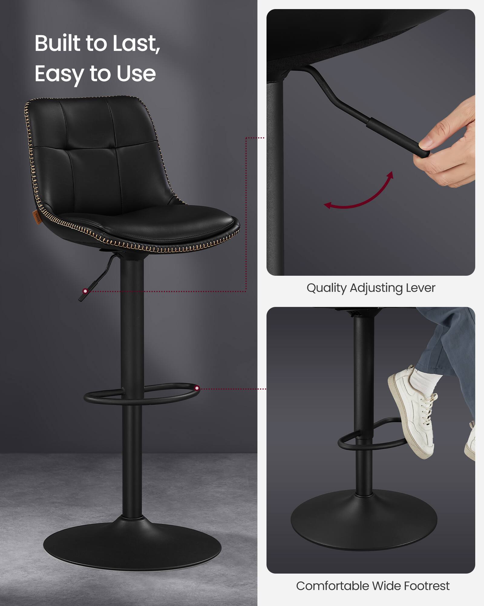 Built to Last, Easy to Use  
Quality Adjusting Lever  
Comfortable Wide Footrest