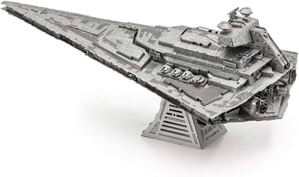 Alt View 1. Metal Earth - Metal Earth Puzzle 3D Destroyer Imperial Star Wars Metal Jigsaw Puzzles Buildable Model Kits - Silver.