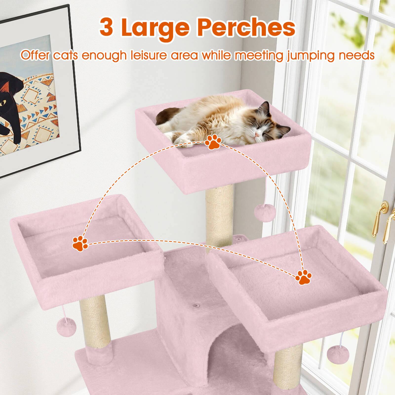 3 Large Perches  
Offer cats enough leisure area while meeting jumping needs
