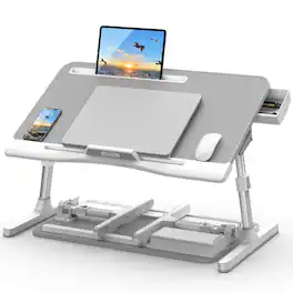 Stylel Star - Laptop Bed Desk Adjustable Lap With Drawer X-large Foldable Table Tray For Couch Floor Writing Working Reading Eating
