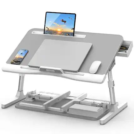 Front. Stylel Star - Laptop Bed Desk Adjustable Lap With Drawer X-large Foldable Table Tray For Couch Floor Writing Working Reading Eating.