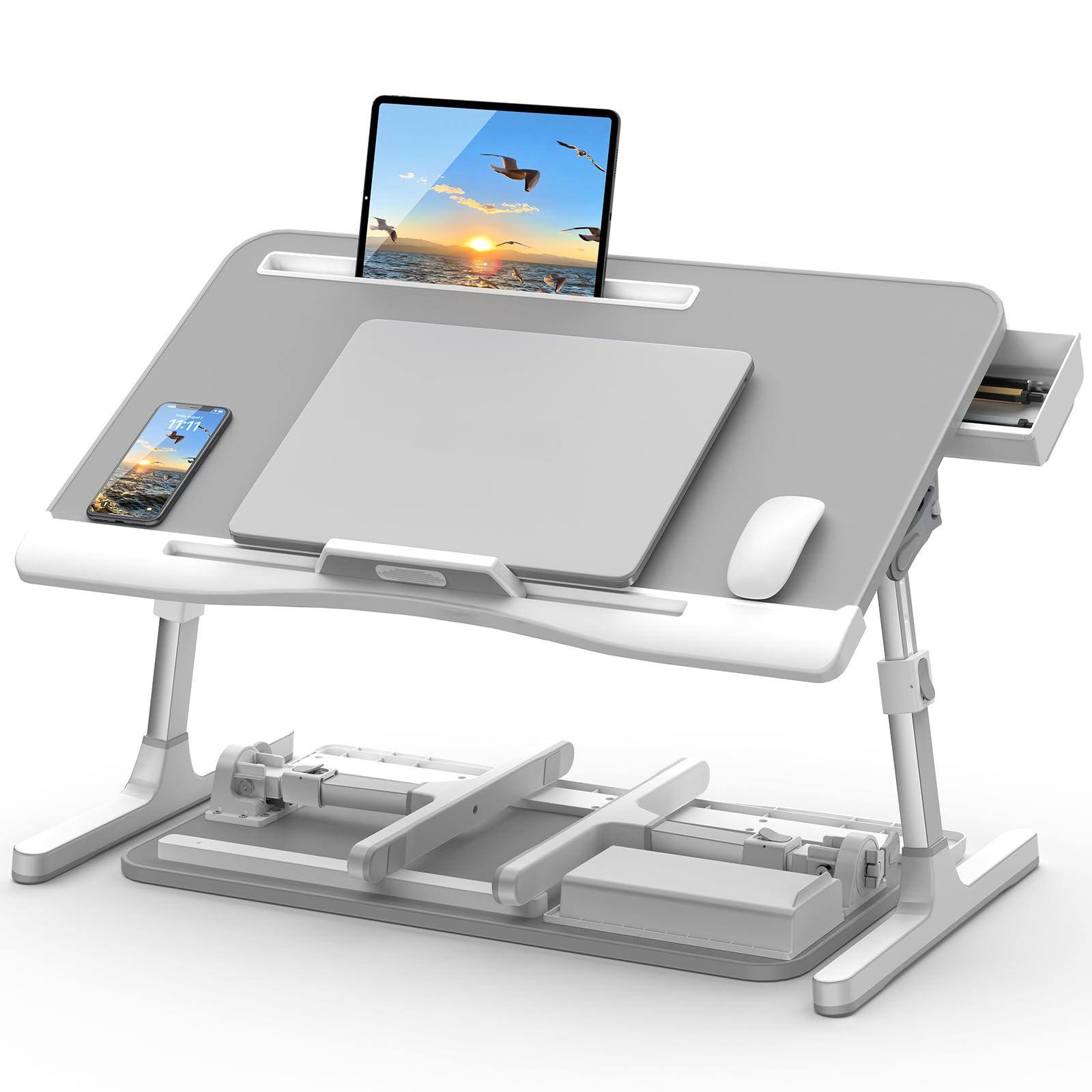 Front. Stylel Star - Laptop Bed Desk Adjustable Lap With Drawer X-large Foldable Table Tray For Couch Floor Writing Working Reading Eating.