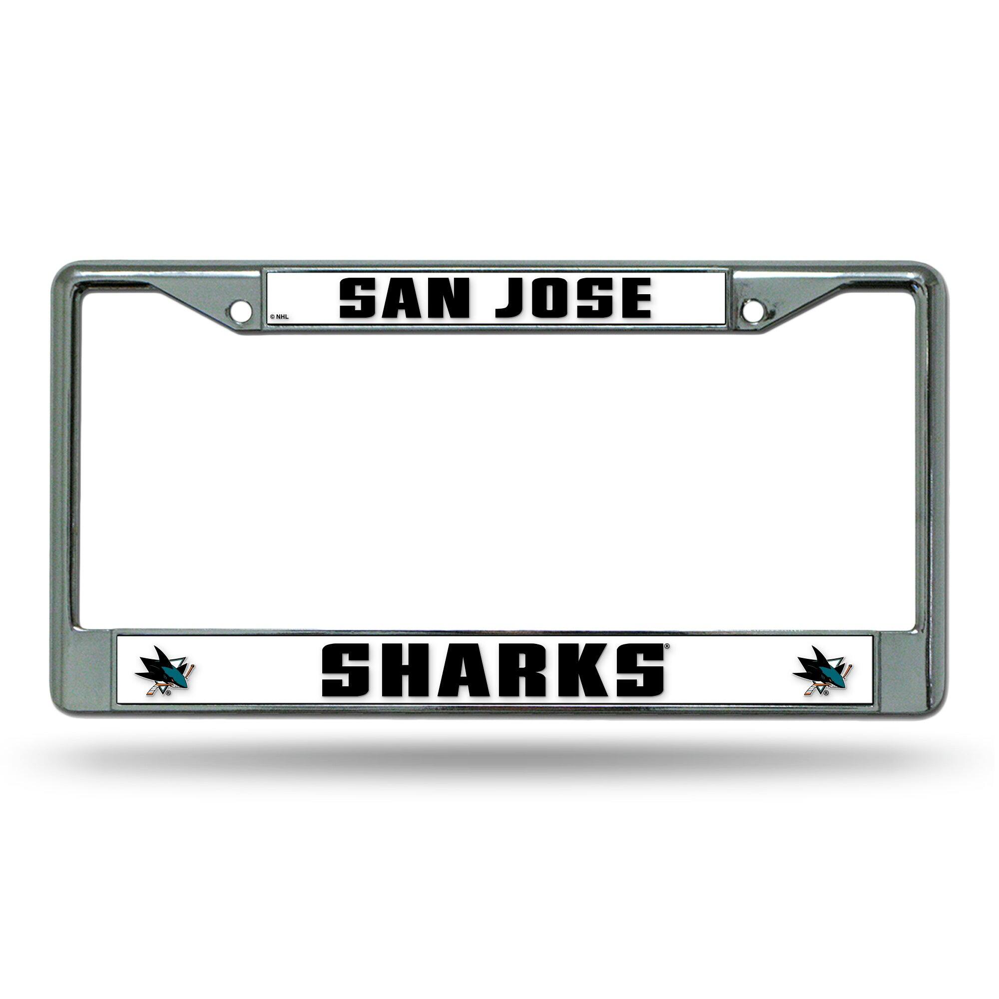 San Jose Sharks - 12" x 6" Standard Size - Chrome Metal License Plate Frame