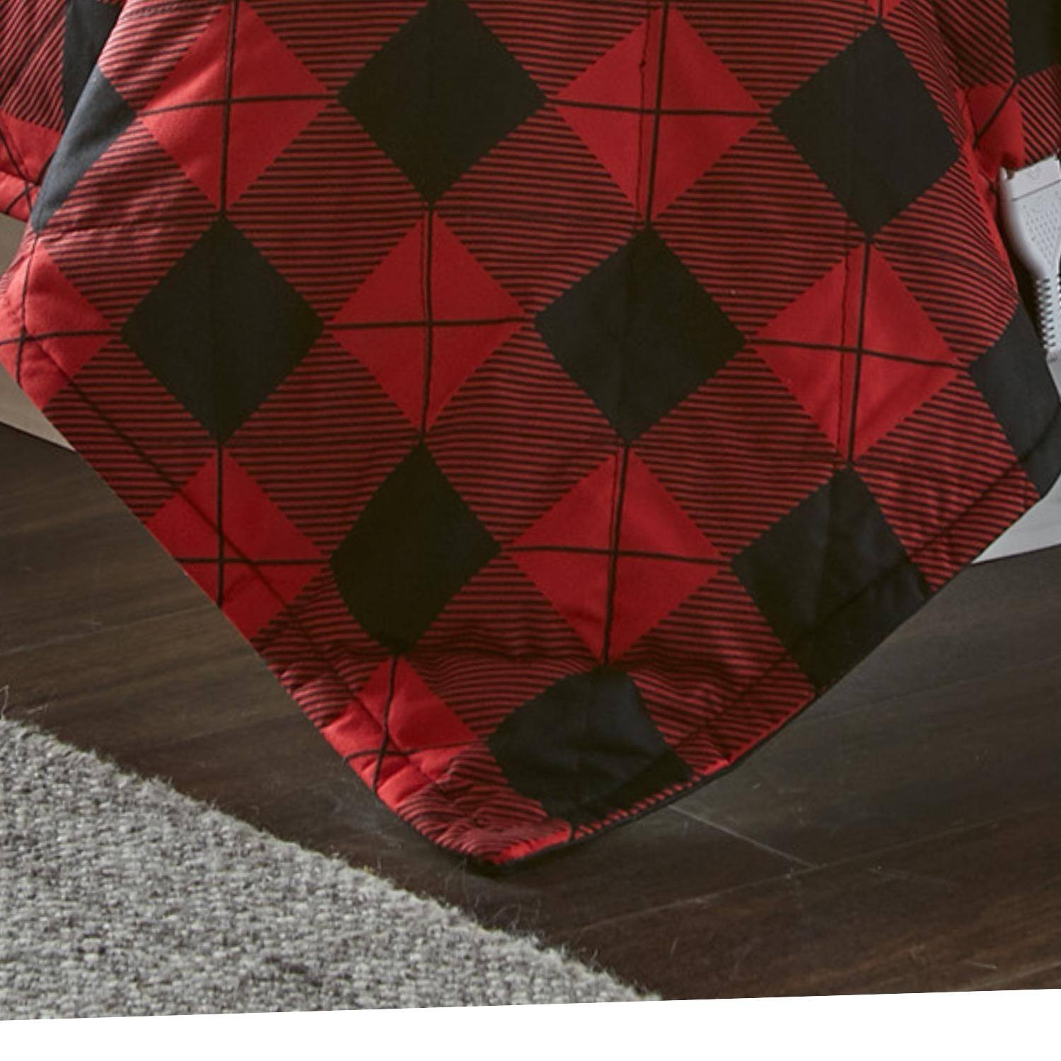 Back. Shavel Home Products - Shavel 100% Polyester Luxury Micro Flannel 7 Layers of Warmth Buffalo Check Electric Blanket Twin Red - Red.