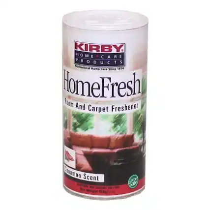 KIRBY HOME CARE PRODUCTS
Professional Home Care Since 1914
HomeFresh
Room And Carpet Freshener
Cinnamon Scent
CAUTION:
Net Weight 454g/1lb
Sale