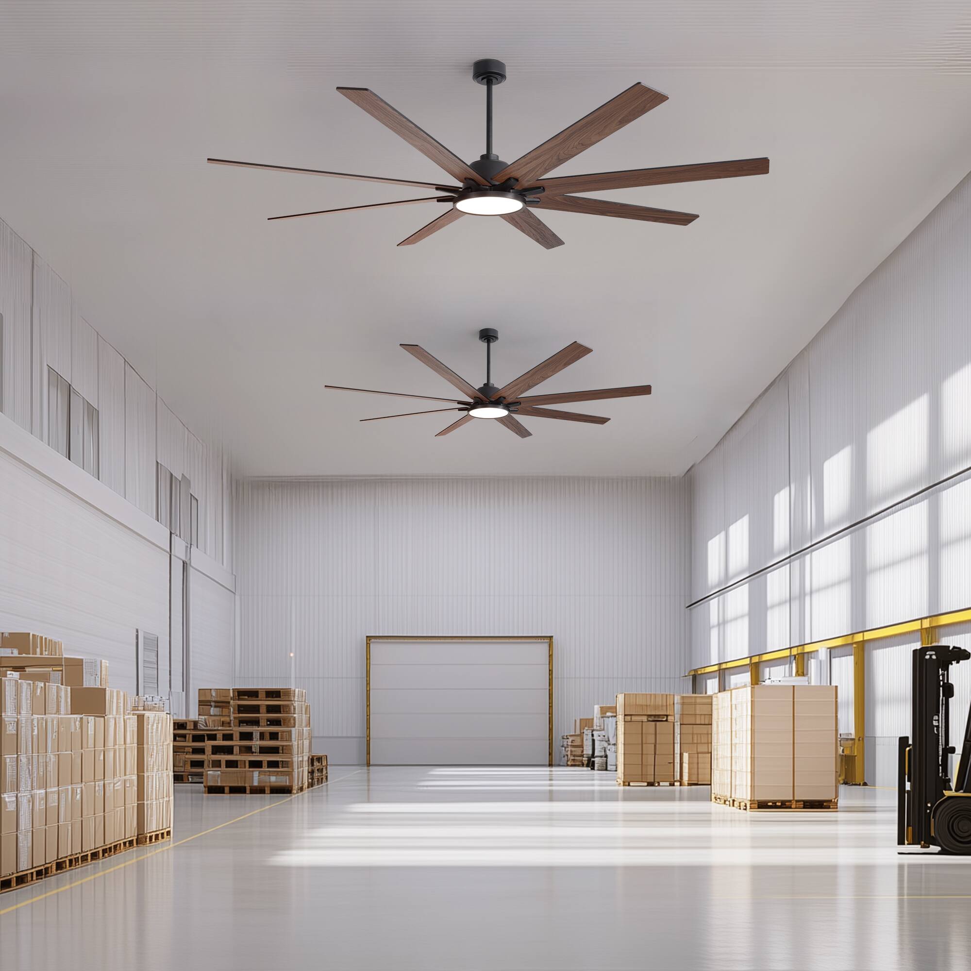 Angle. Siljoy - 84 Inch Big Ben Wooden Ceiling Fan with LED Light and Remote For Livingroom Garage and Bedroom - Black.