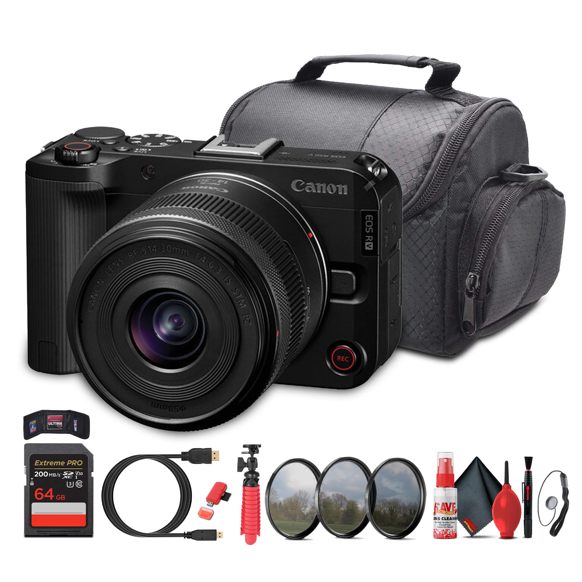 Canon - EOS R50 V + 14–30mm Lens Kit | 4K60p Vlogging Camera, Power Zoom Lens - Bundle