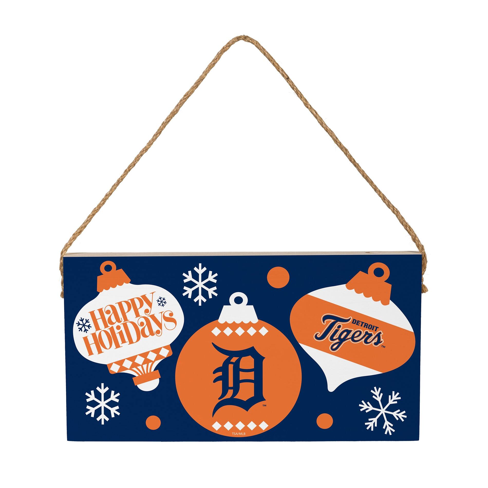 Detroit Tigers 6" x 11" Holiday Wood Wall Sign