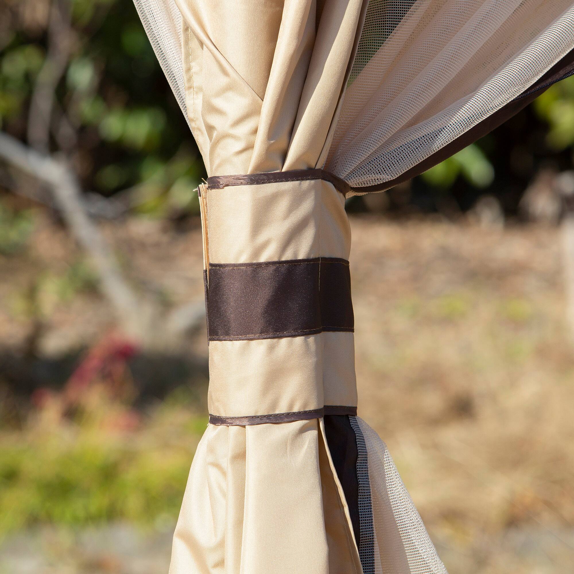 Alt View 4. Outsunny - 10' x 12' Outdoor Gazebo, Patio Gazebo Canopy Shelter w/Double Vented Roof, Zippered Mesh Sidewalls - Beige.