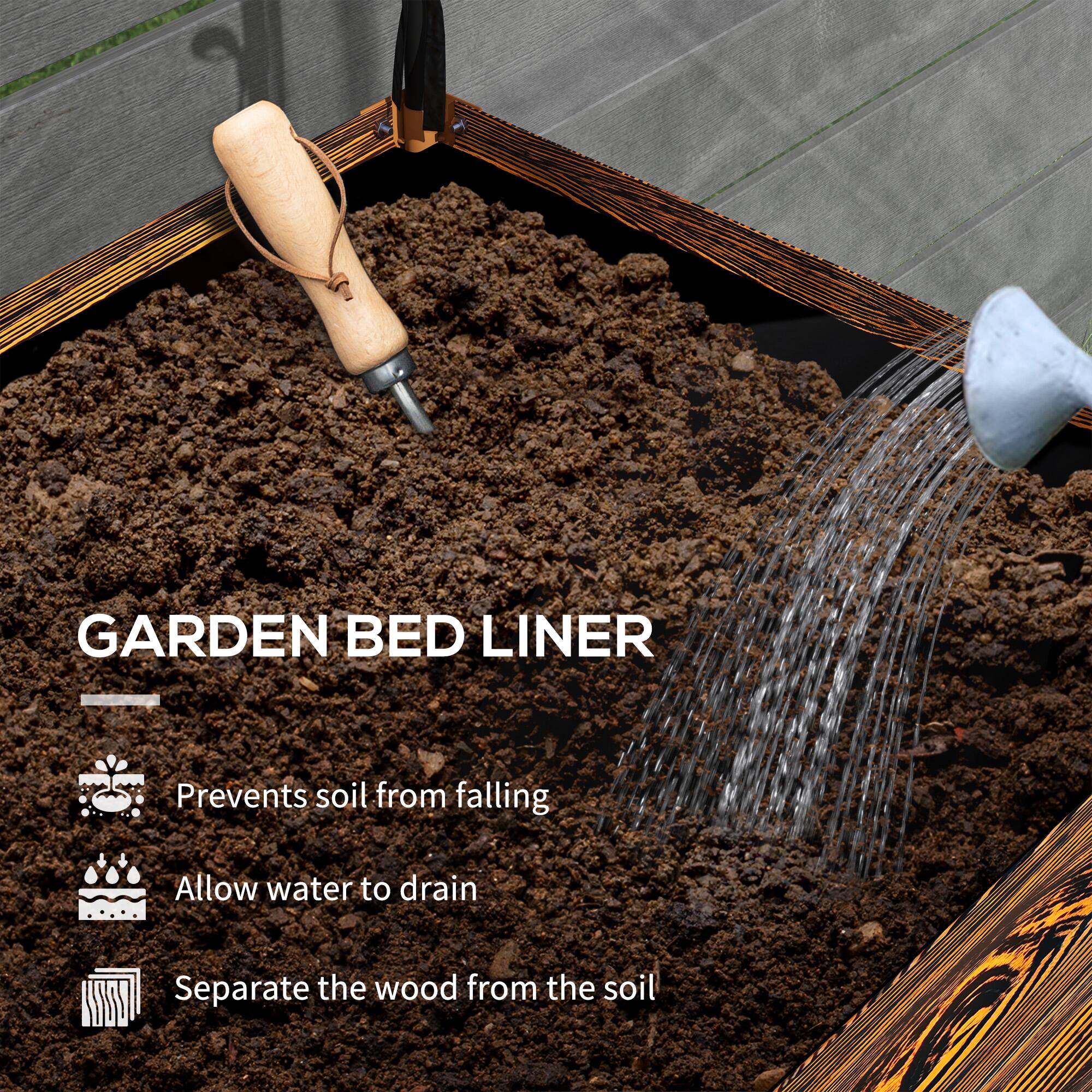 GARDEN BED LINER

- Prevents soil from falling
- Allow water to drain
- Separate the wood from the soil