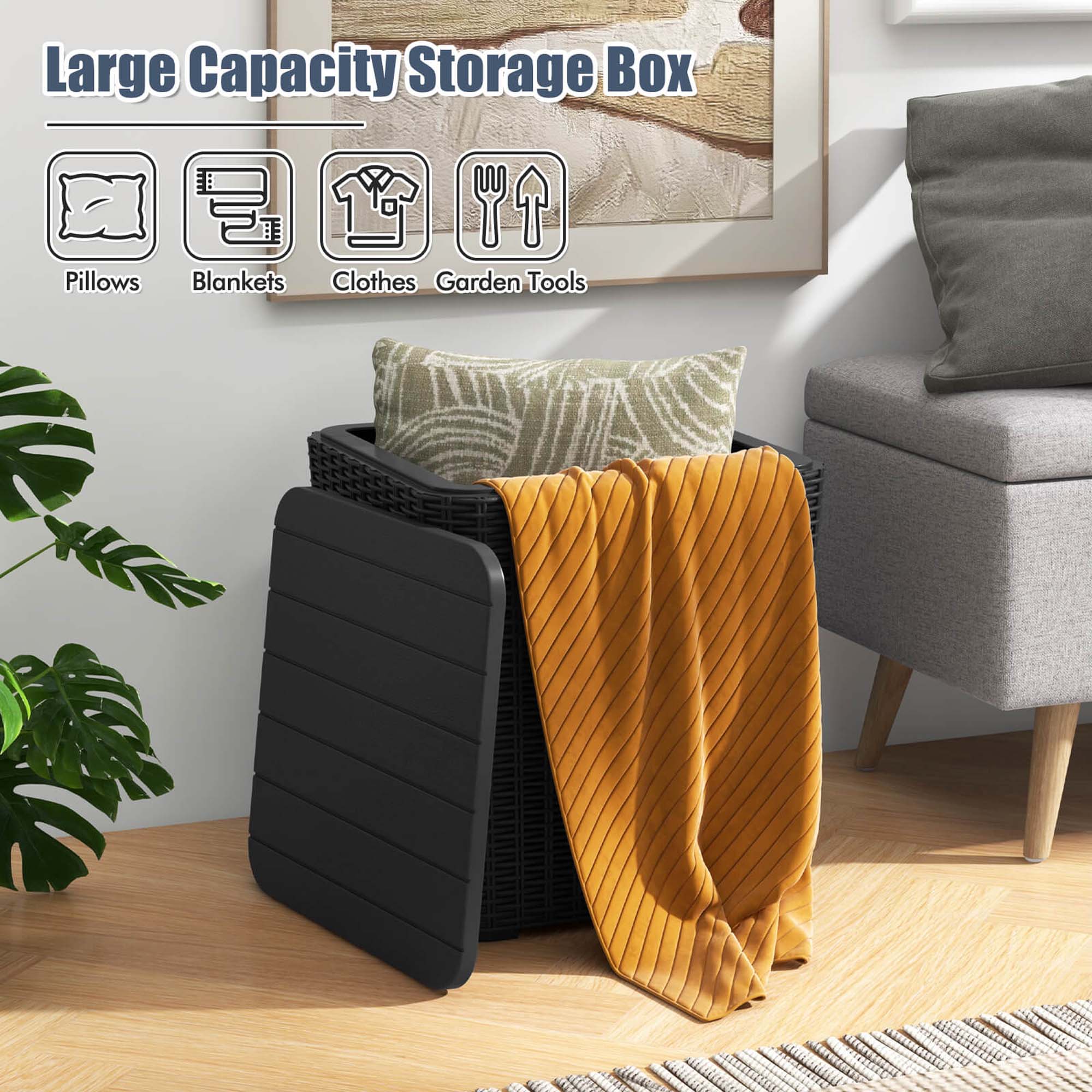 Large Capacity Storage Box

- Pillows
- Blankets
- Clothes
- Garden Tools