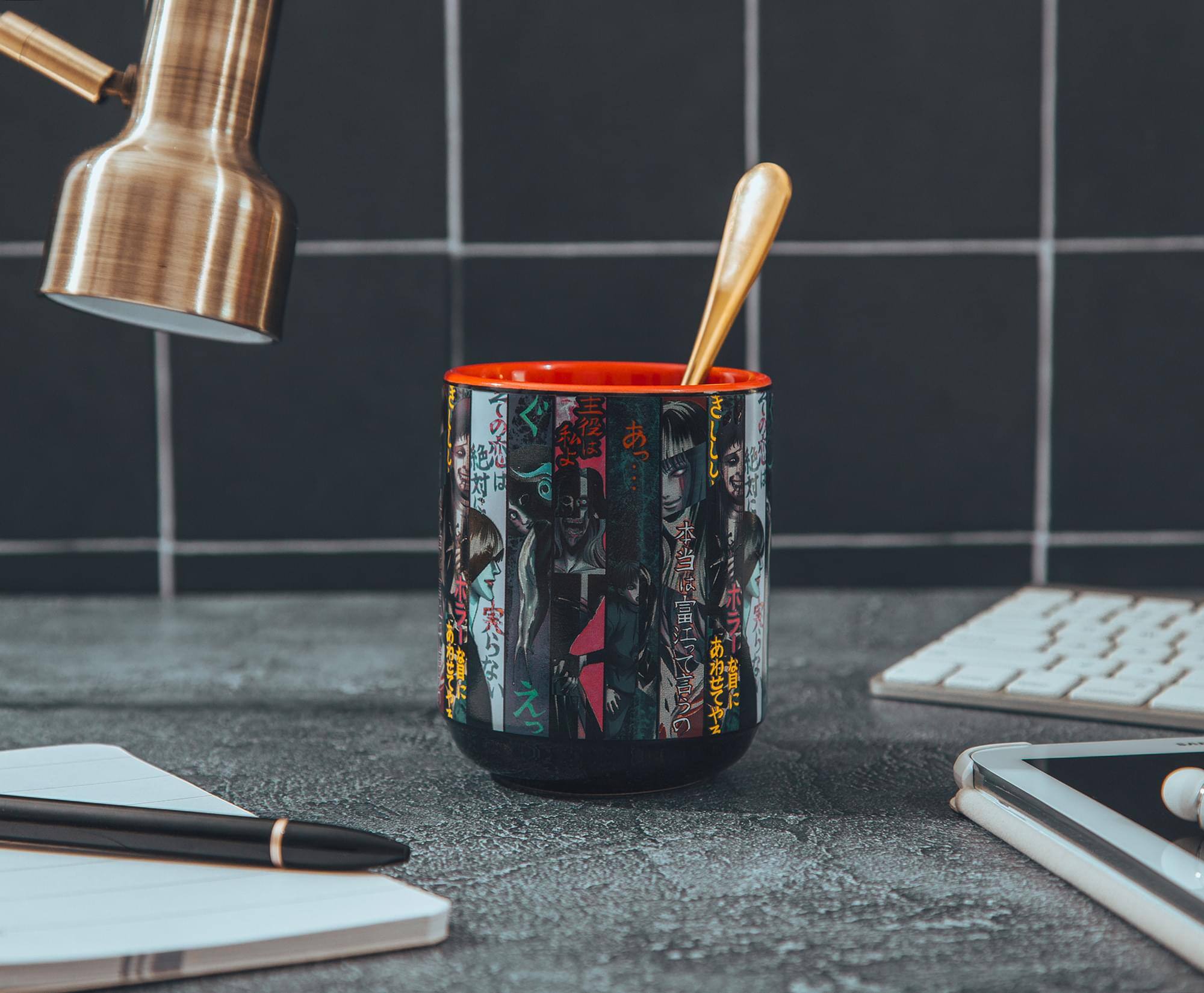 Alt View 4. Silver Buffalo - Junji Ito Panel Poster Asian Ceramic Tea Cup | Holds 9 Ounces - Black.