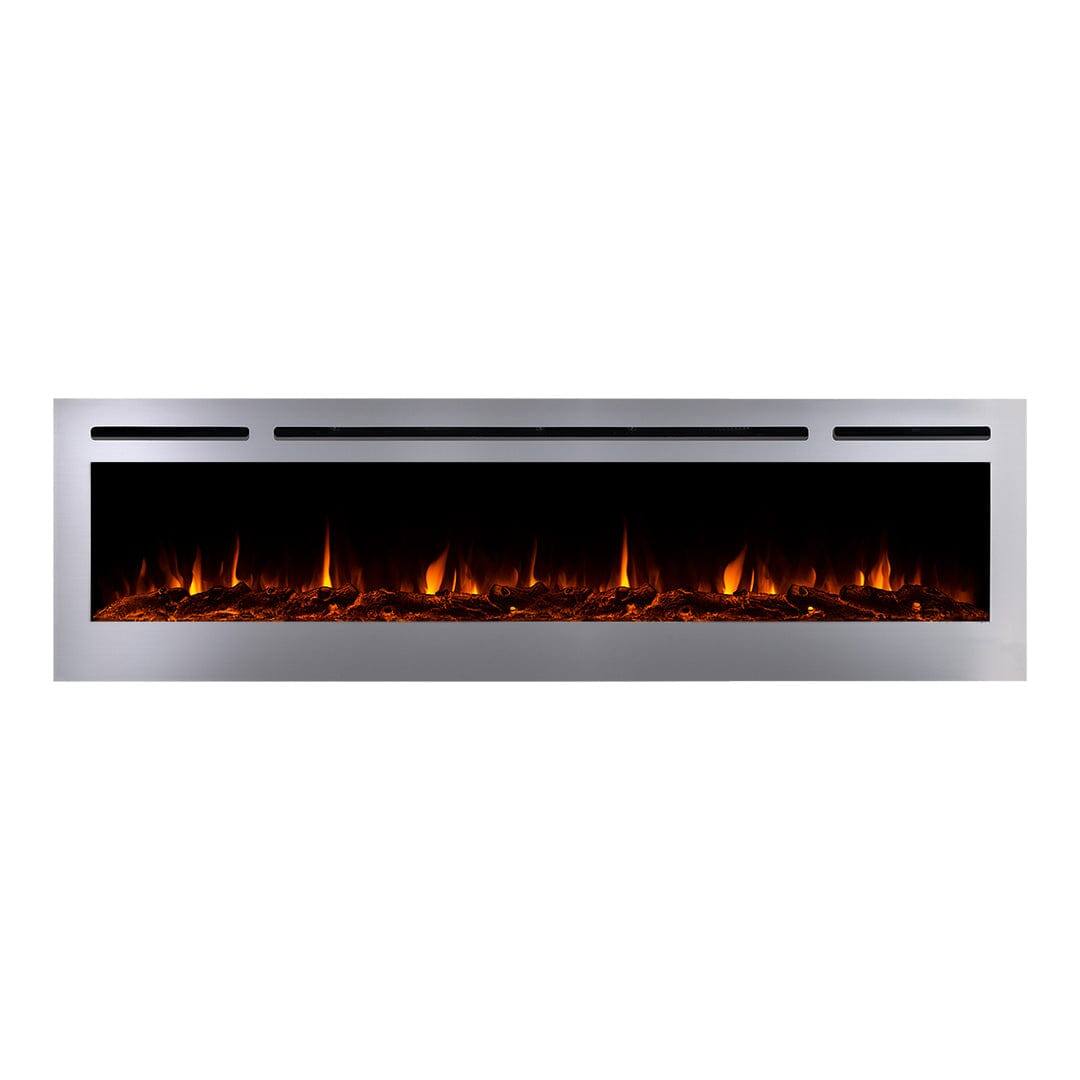 Back. Touchstone Home Products - 72 in. Wall Mounted Recessed Sideline Deluxe Stainless Steel Smart Electric Fireplace 1500W - Stainless Steel.