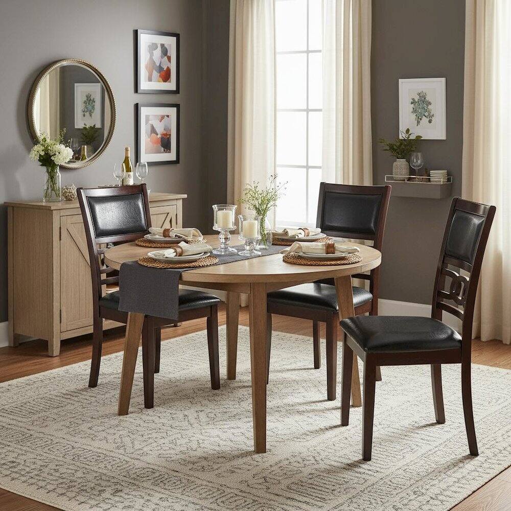 Alt View 4. FurniFact - Solid Wood Dining Chairs Set of 2 Contemporary Ebony Black - Black.