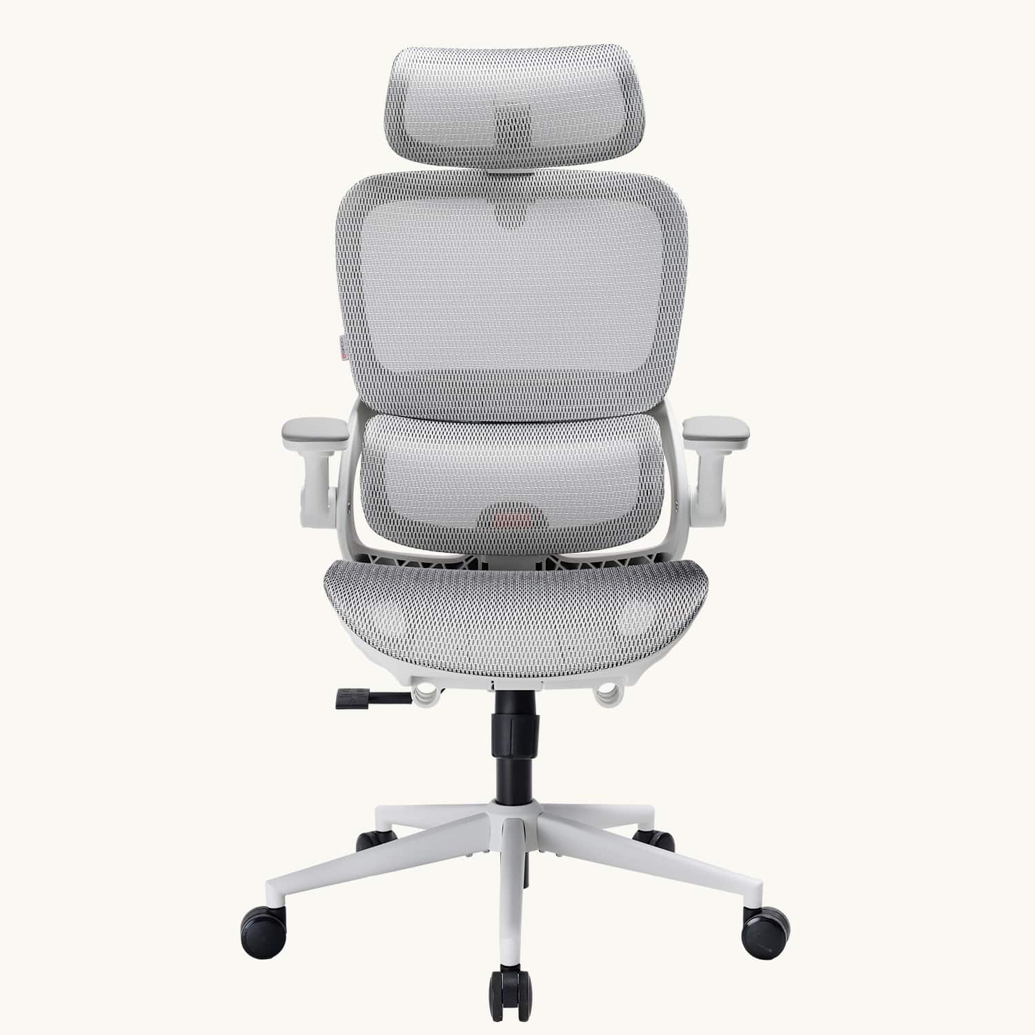 Front. SIHOO - B100 Pro Executive Chair, Office Chair With Adaptive Elastic Lumbar Support, 3D Ultra-Wide Headrest, 4D Arms - White.