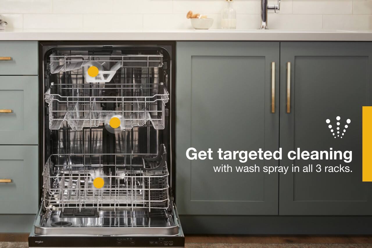 Get targeted cleaning with wash spray in all 3 racks.