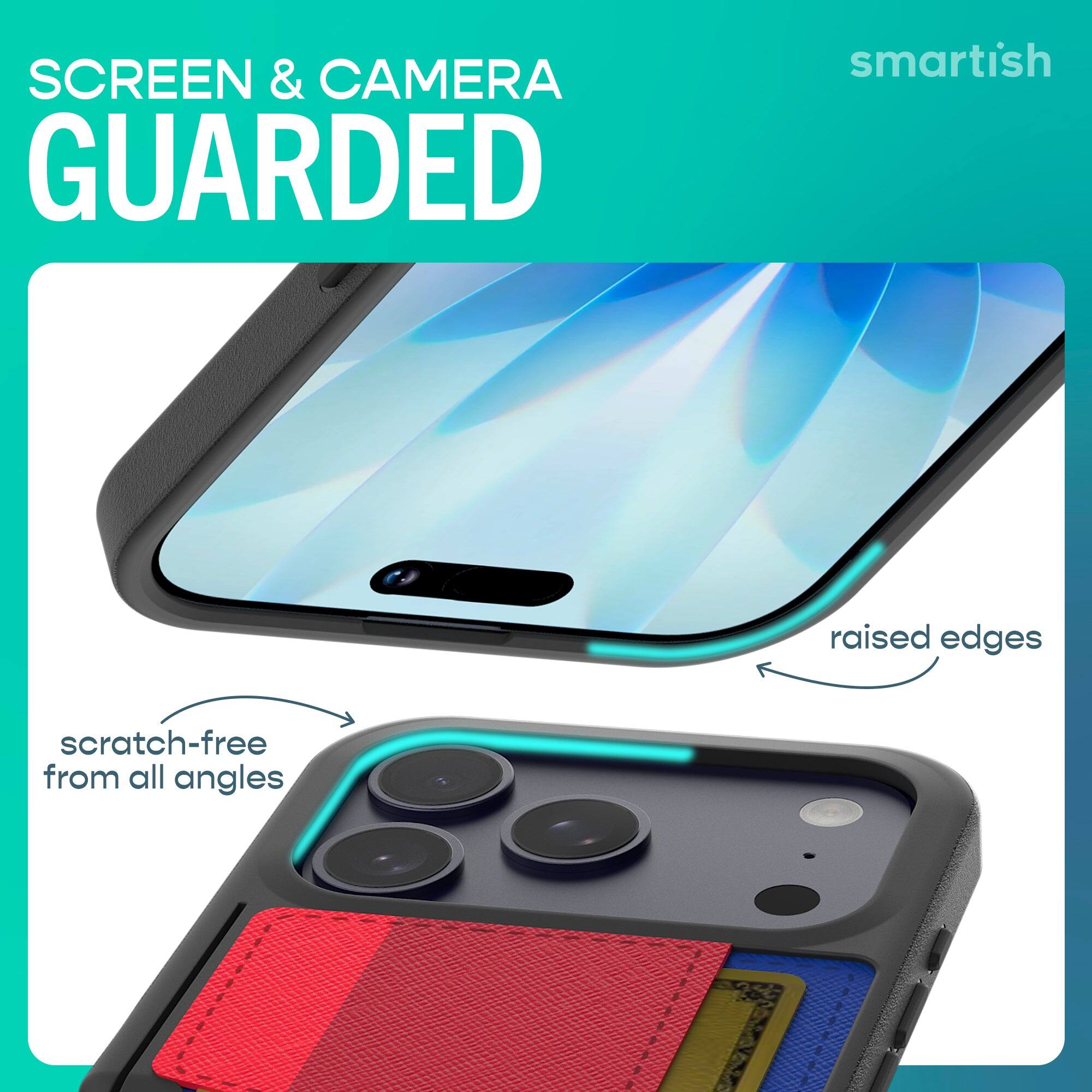 SCREEN & CAMERA GUARDED  
smartish  
raised edges  
scratch-free from all angles