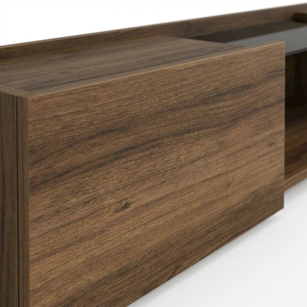 Alt View 4. FurniFact - Walnut Wall-Mounted TV Stand for 65-Inch Screens with Engineered Wood Finish - Brown.