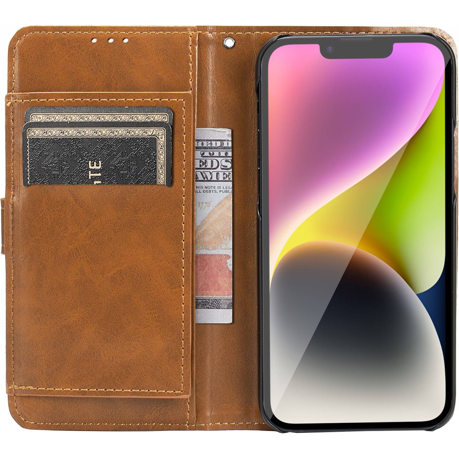 Alt View 13. SaharaCase - Folio Wallet Case for Apple iPhone 14 Plus - Brown.