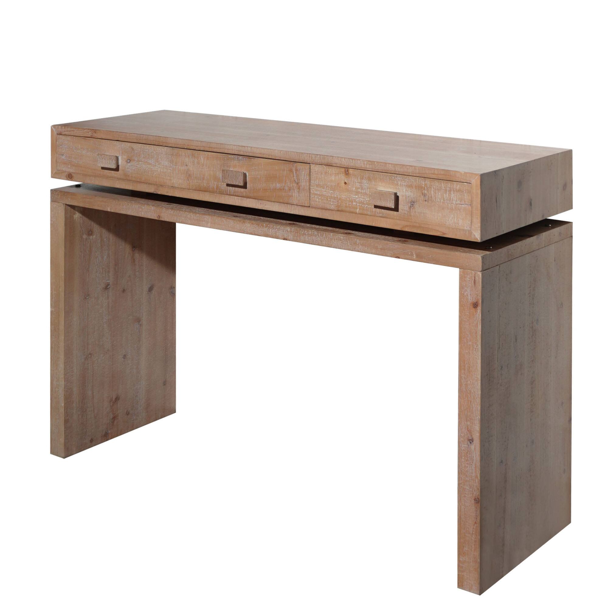 Alt View 2. GOODSILO - Rustic Wooden Entryway Console Table with Three Drawers for Hallway Foyer Office Decor - Natural+Rustic.