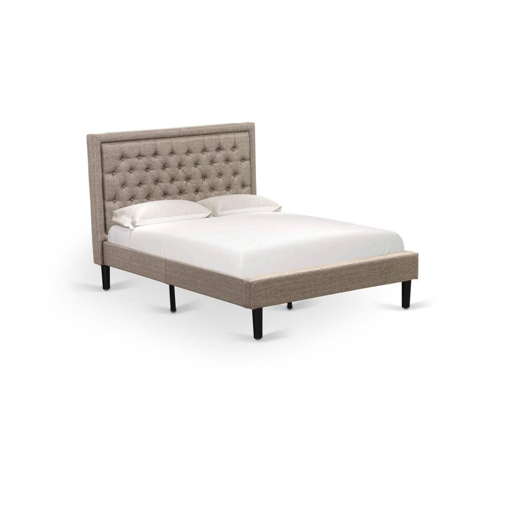 Alt View 3. East West Furniture - KD16F-1VL07 2 Pc Bedroom Set - Bed Frame Dark Khaki Headboard with 1 Nightstand Bedroom - Black Finish Legs - Dark Khaki.