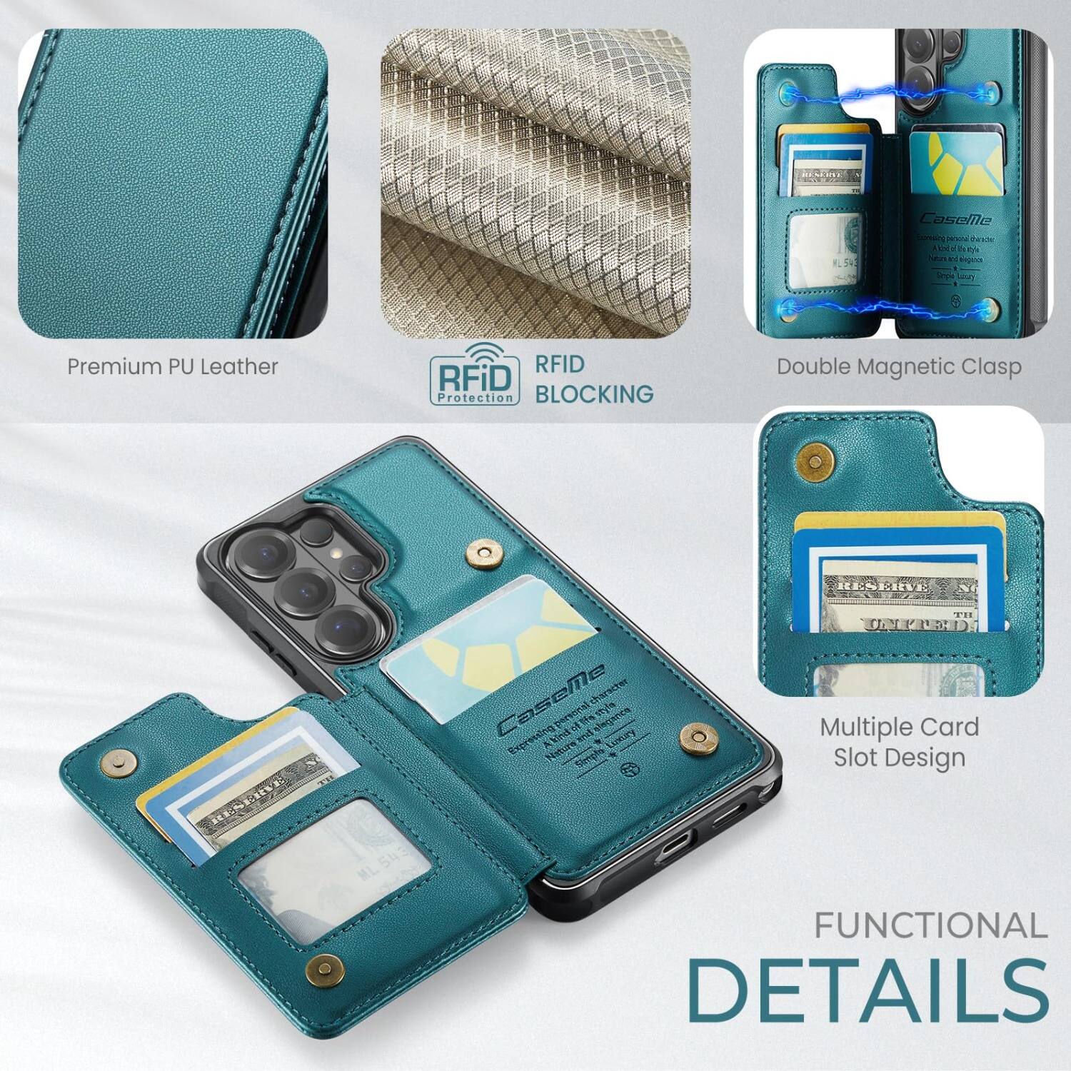 REMIDE  
WL 5W  
CaseMe Expressing personal Blender ALLE h tyle Nen it legina 1 Sepe ml  
Premium PU Leather  
RFID Protection BLOCKING  
Double Magnetic Clasp  
RESERVE The RESERVE  
CaseMe character style la pressing.com kind of personal hous alegance Expressing Nature Luxury Simple  
RESERVE NG TH UNITED Multiple Card Slot Design  
FUNCTIONAL DETAILS