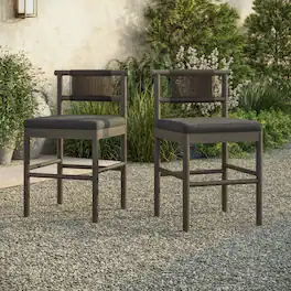Eleni Outdoor Teak Wood Counter Stools Set of 2 by Modway - Weathered Gray Flint