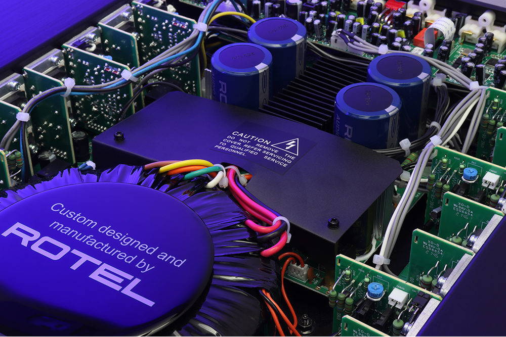 The text on the image reads: "Custom manufactured designed and ROTEL by F.R.L. 2021 AUDIO ROTEL."