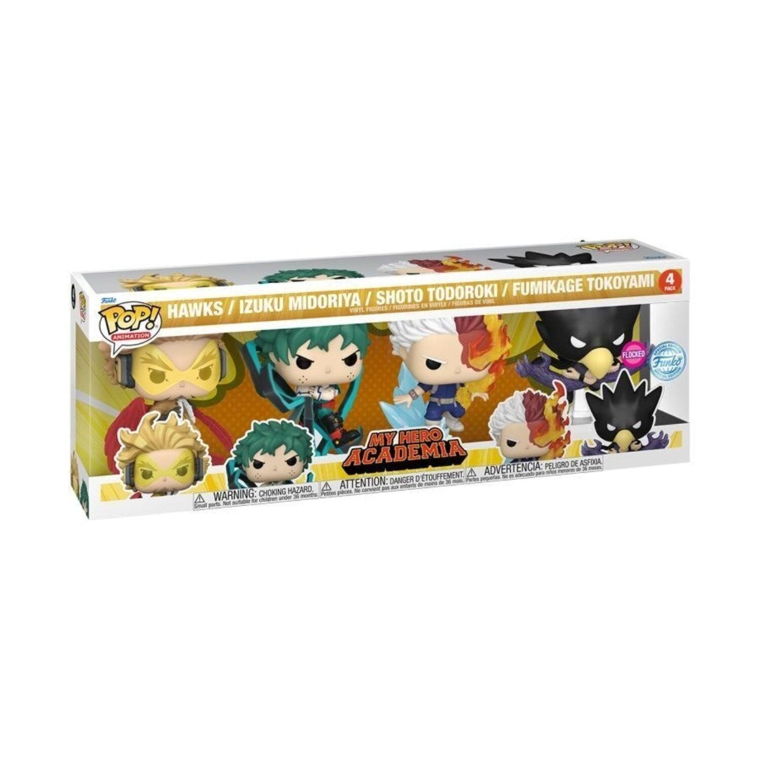 Funko Pop! Animation: My Hero Academia Flocked 4 Pack - Hawks Midoriya Todoroki Tokoyami
