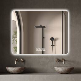 Boyel Living - 28 by 36 Inch Bathroom Mirror with LED Lights Front and Backlit Anti Fog Wall Mounted 3 Colors and 5 Level Dimmable