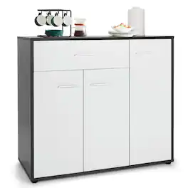 Pefilos - Buffet Sideboard Storage Cabinet with Spacious Table Top, Kitchen Cupboard, Cabinet for Indoor - White