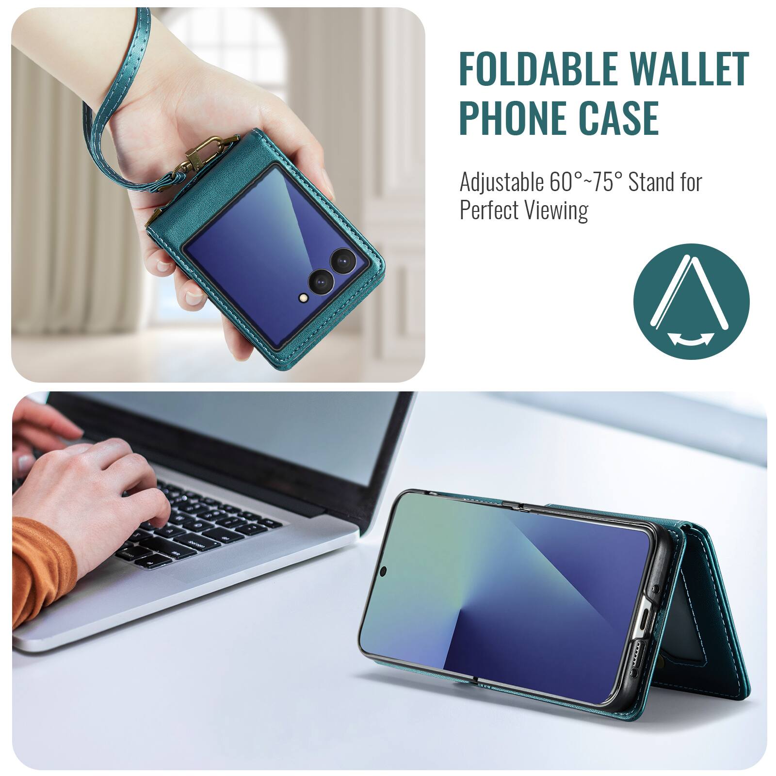 FOLDABLE WALLET PHONE CASE

Adjustable 60°~75° Stand for Perfect Viewing
