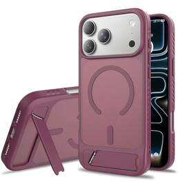 Dteck - for Apple iPhone 18 Pro Max Magnetic Matte Case with Folding Metal Stand,Shockproof Rugged Protective Back Cover - Winered