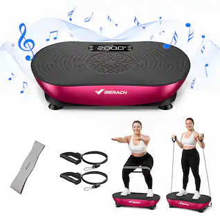 MERACH - Vibration Plate for Lymphatic Drainage Weight Loss Muscle Activation LED Touch Screen Bluetooth Plate Vibration - Pink