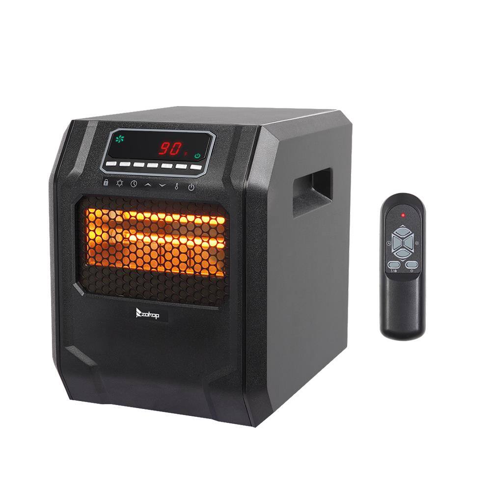 Front. Winado - 1500W Electric Infrared Quartz Heater w/Remote Control, Portable Space Heater w/3 Heat Settings, Timer, Overheat Protect - Black.