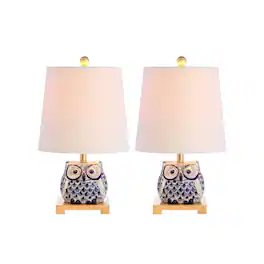 Jonathan Y - Justina 16" Ceramic Mini Table Lamp, (Set of 2) - Blue/White