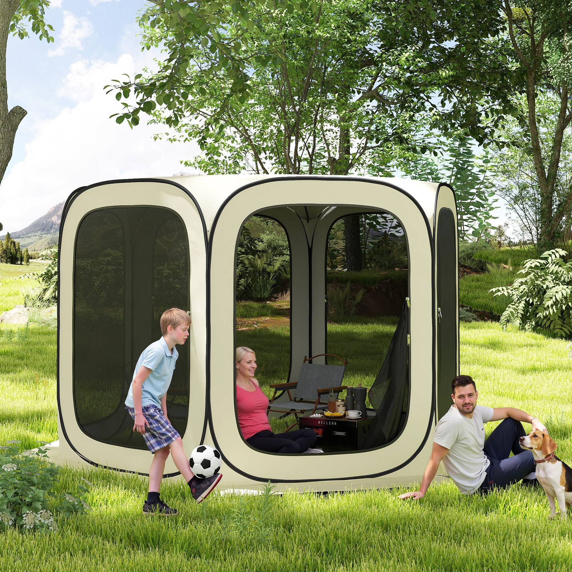 Alt View 1. Outsunny - x 11ft Pop Up Screen Tent - Beige.