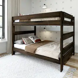 Plank+Beam - Farmhouse Queen over Queen Bunk Bed, Barnwood Brown - Barnwood Brown